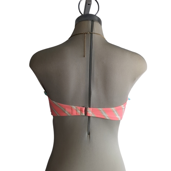 VICTORIA'S SECRET  Pink Green& White Gorgeous Bikini Top Size 34DD. - Picture 10 of 12